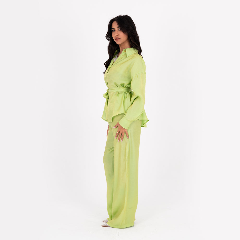 Apple Green Oversize Satin Set