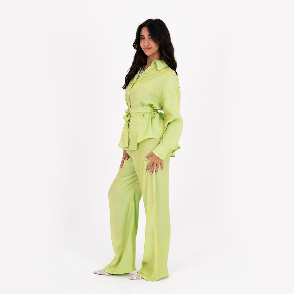 Apple Green Oversize Satin Set