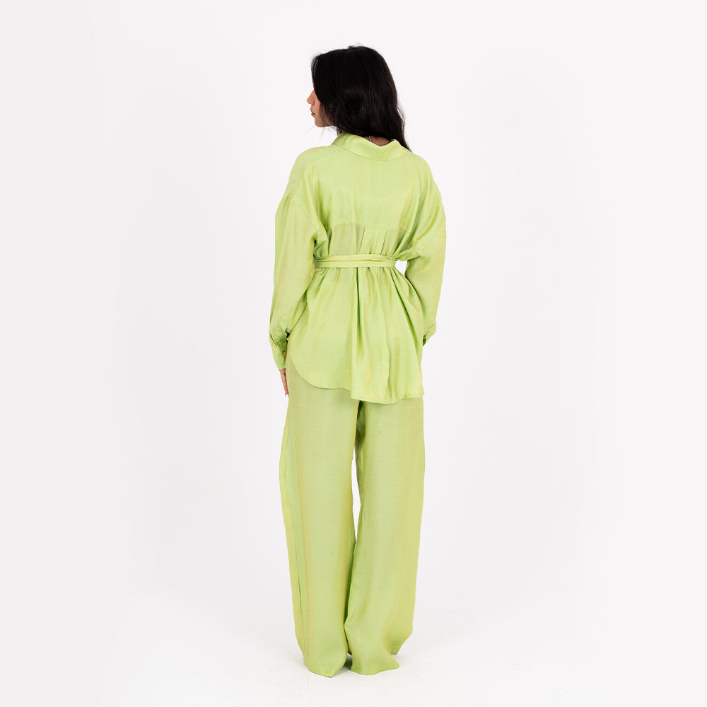 Apple Green Oversize Satin Set