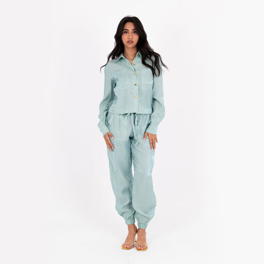 Mint Baggy Satin Set