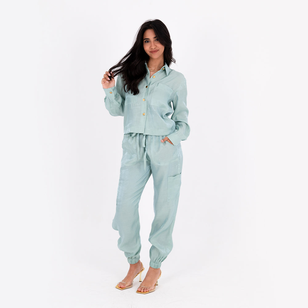 Mint Baggy Satin Set