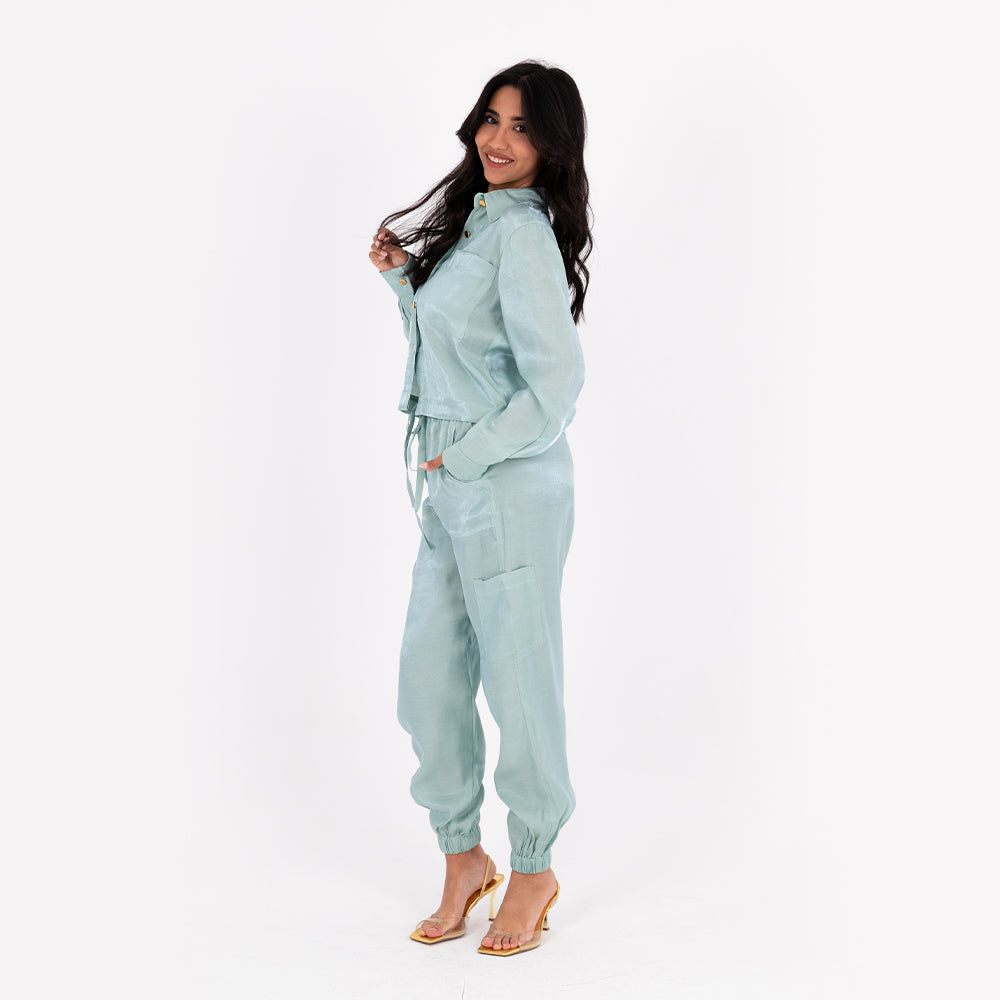 Mint Baggy Satin Set