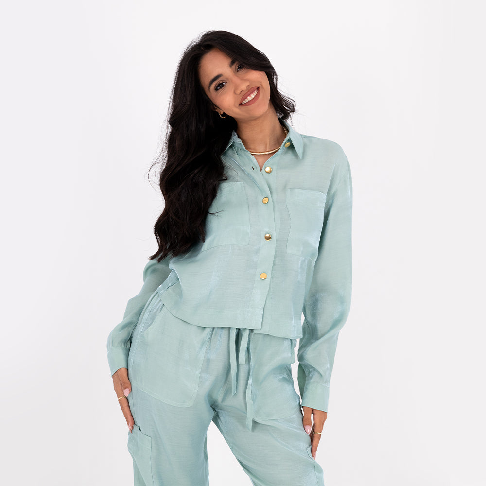 Mint Baggy Satin Set