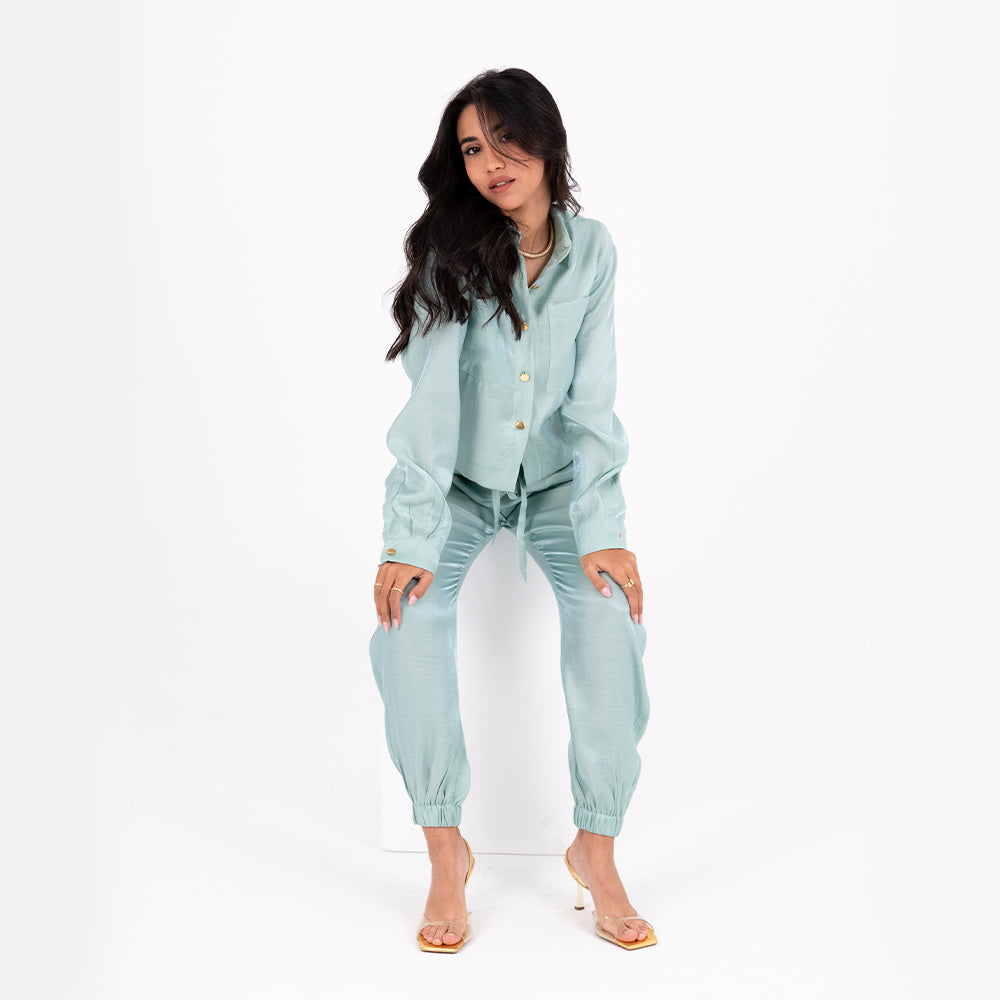 Mint Baggy Satin Set