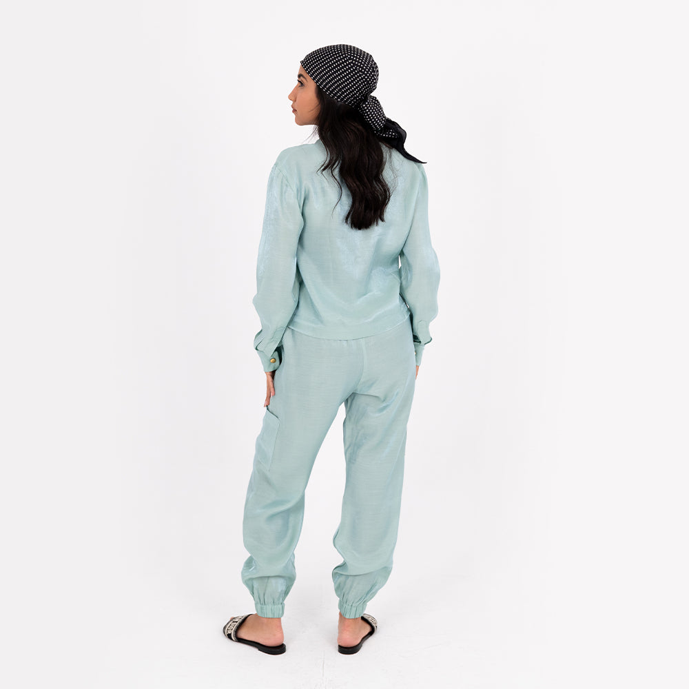 Mint Baggy Satin Set