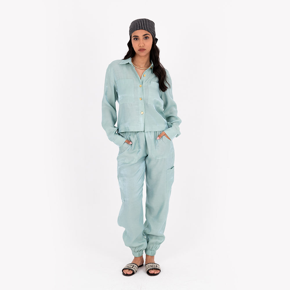 Mint Baggy Satin Set