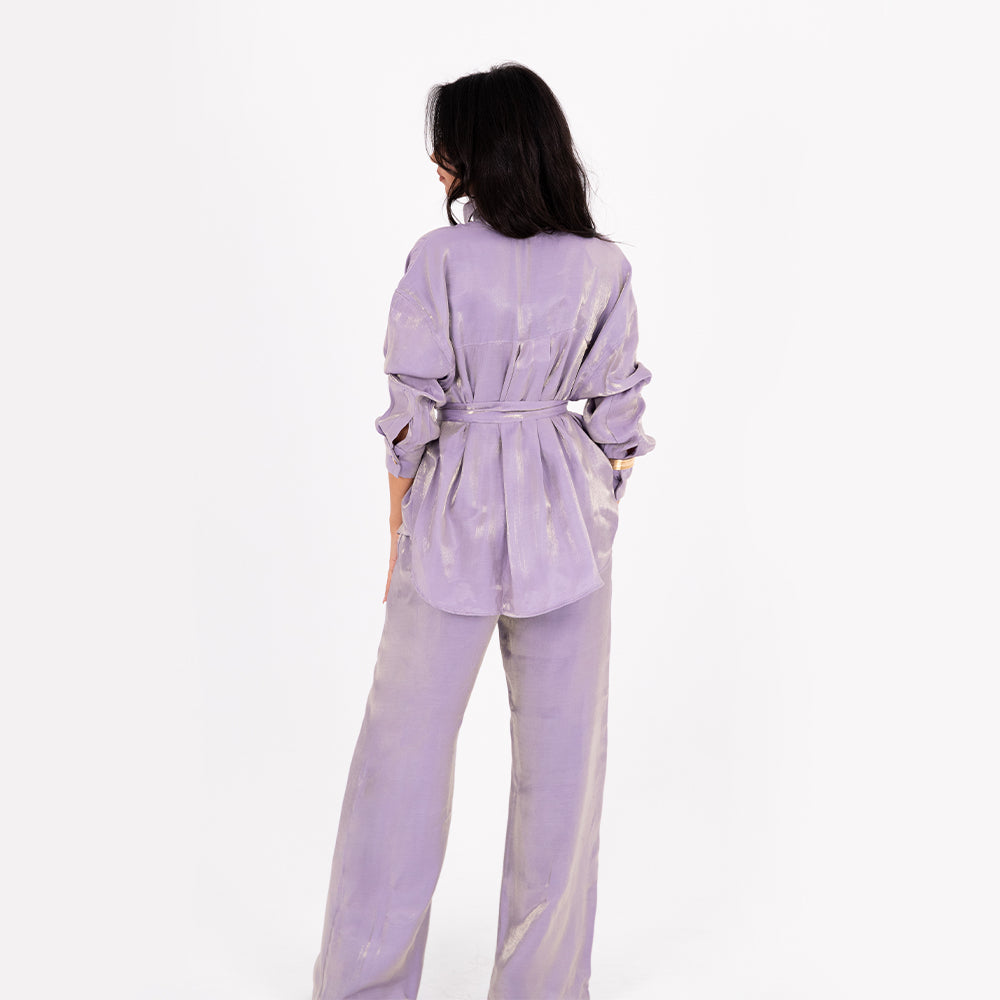 Purple Oversize Satin Set