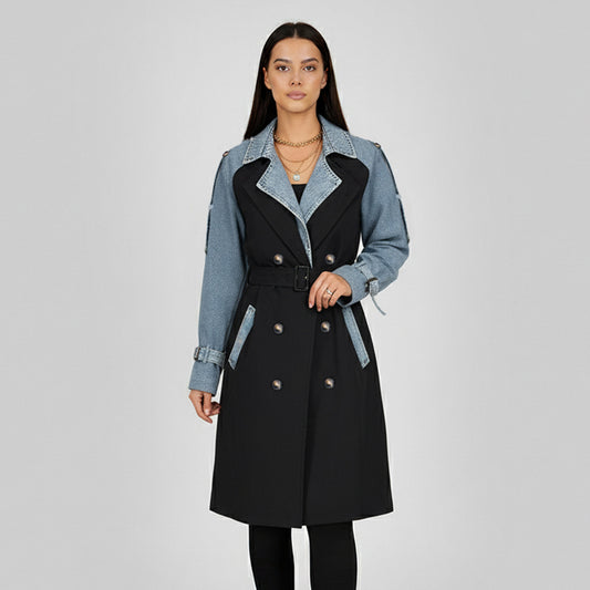 Denim Fusion Trench Coat