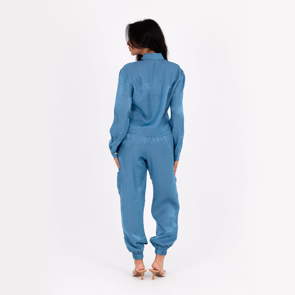Turquoise Baggy Satin Set