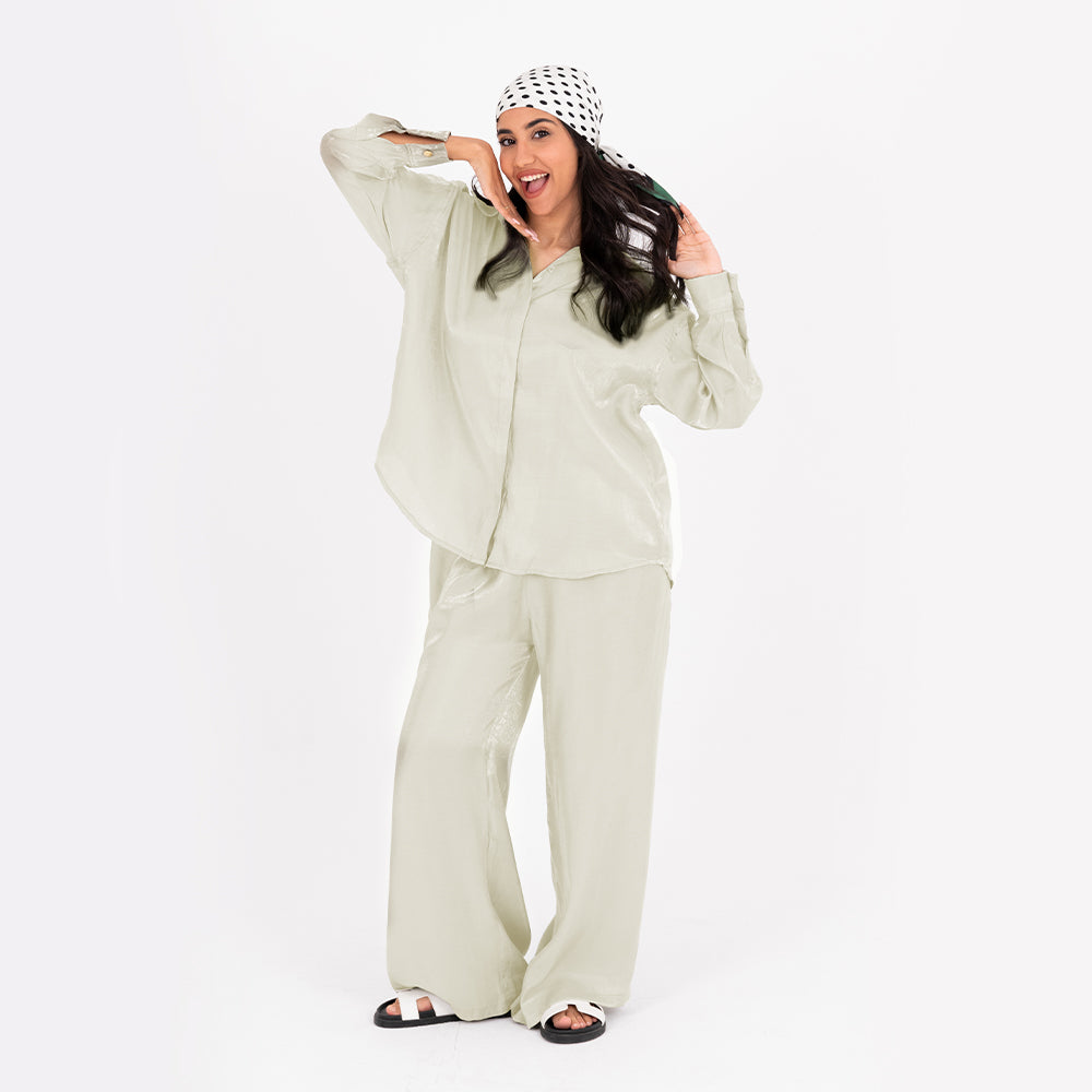 Pistachio Oversize Satin Set