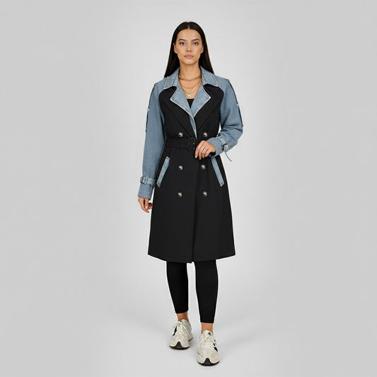 Denim Fusion Trench Coat