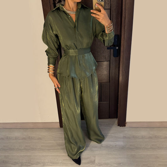 Disco Green Satin Oversize Set