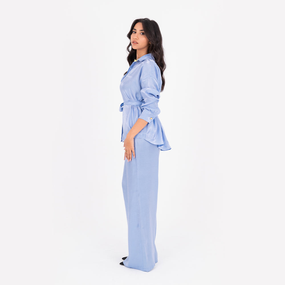 Baby Blue Oversize Satin Set