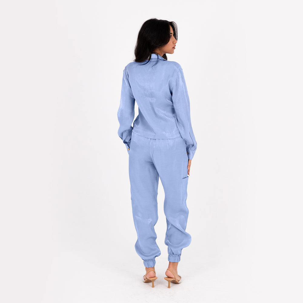 Baby Blue Baggy Satin Set