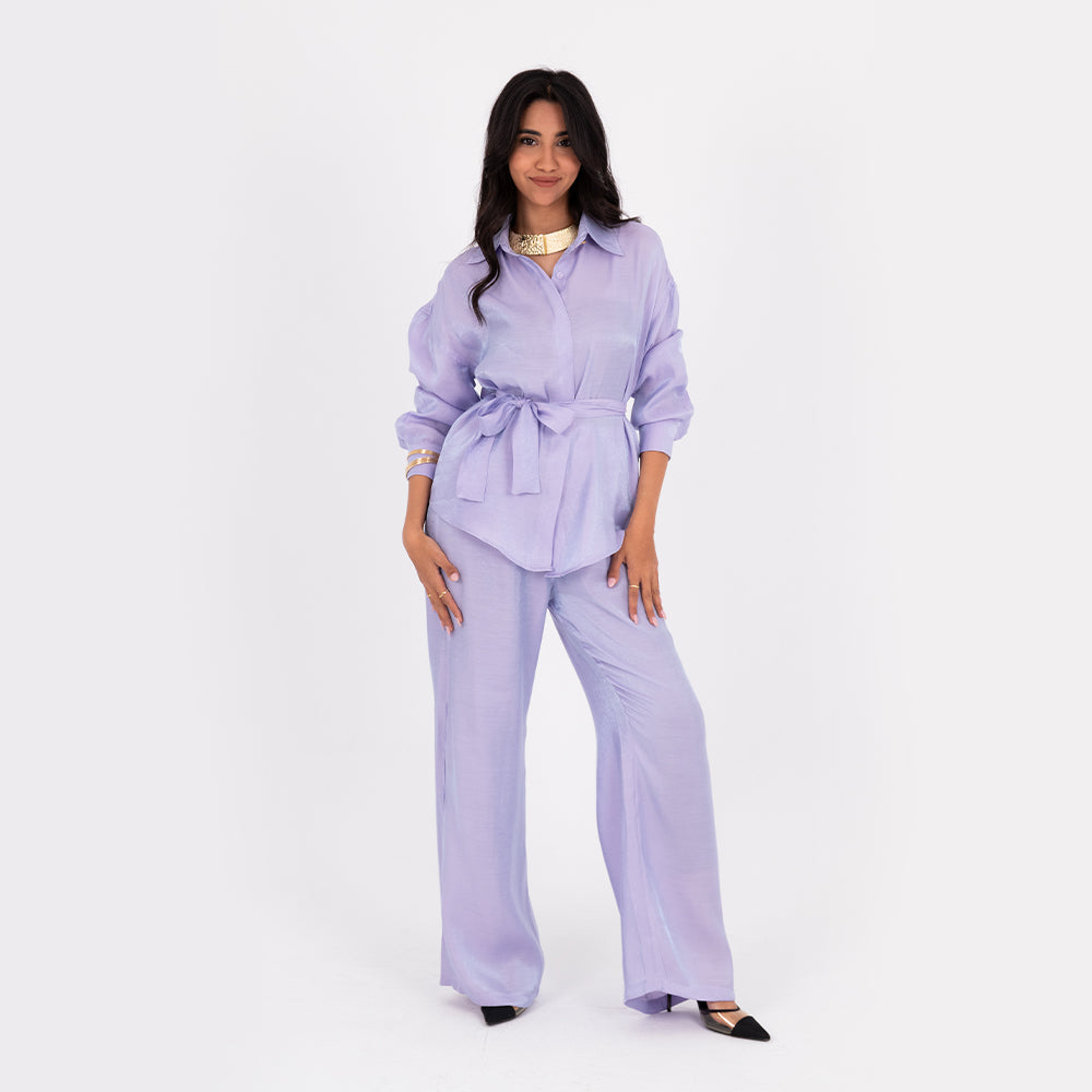 Lavender Oversize Satin Set