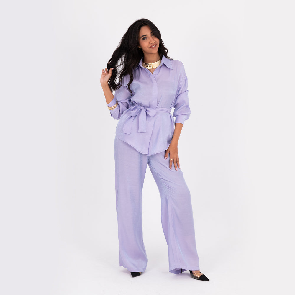 Lavender Oversize Satin Set