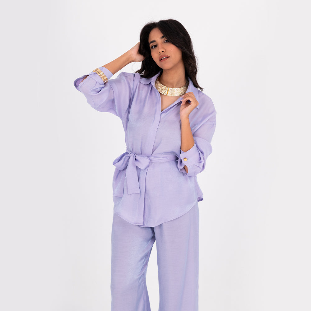 Lavender Oversize Satin Set