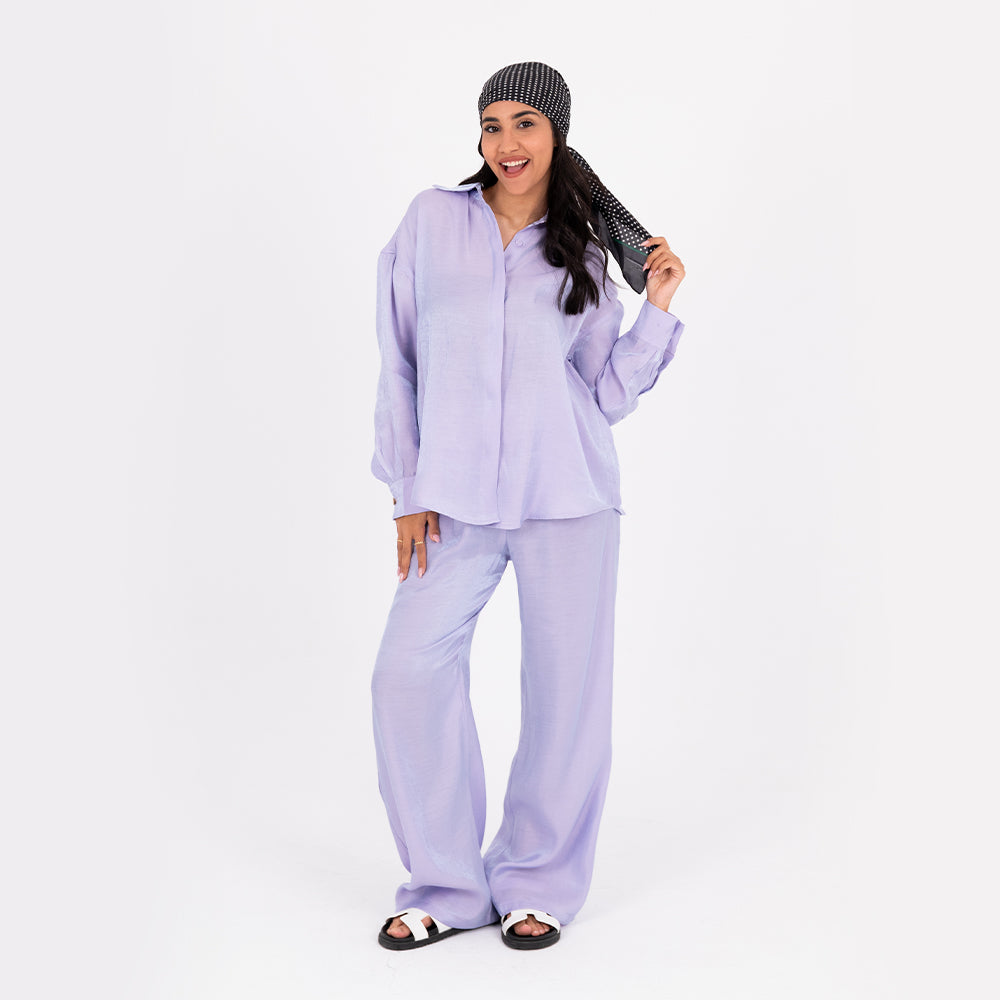 Lavender Oversize Satin Set
