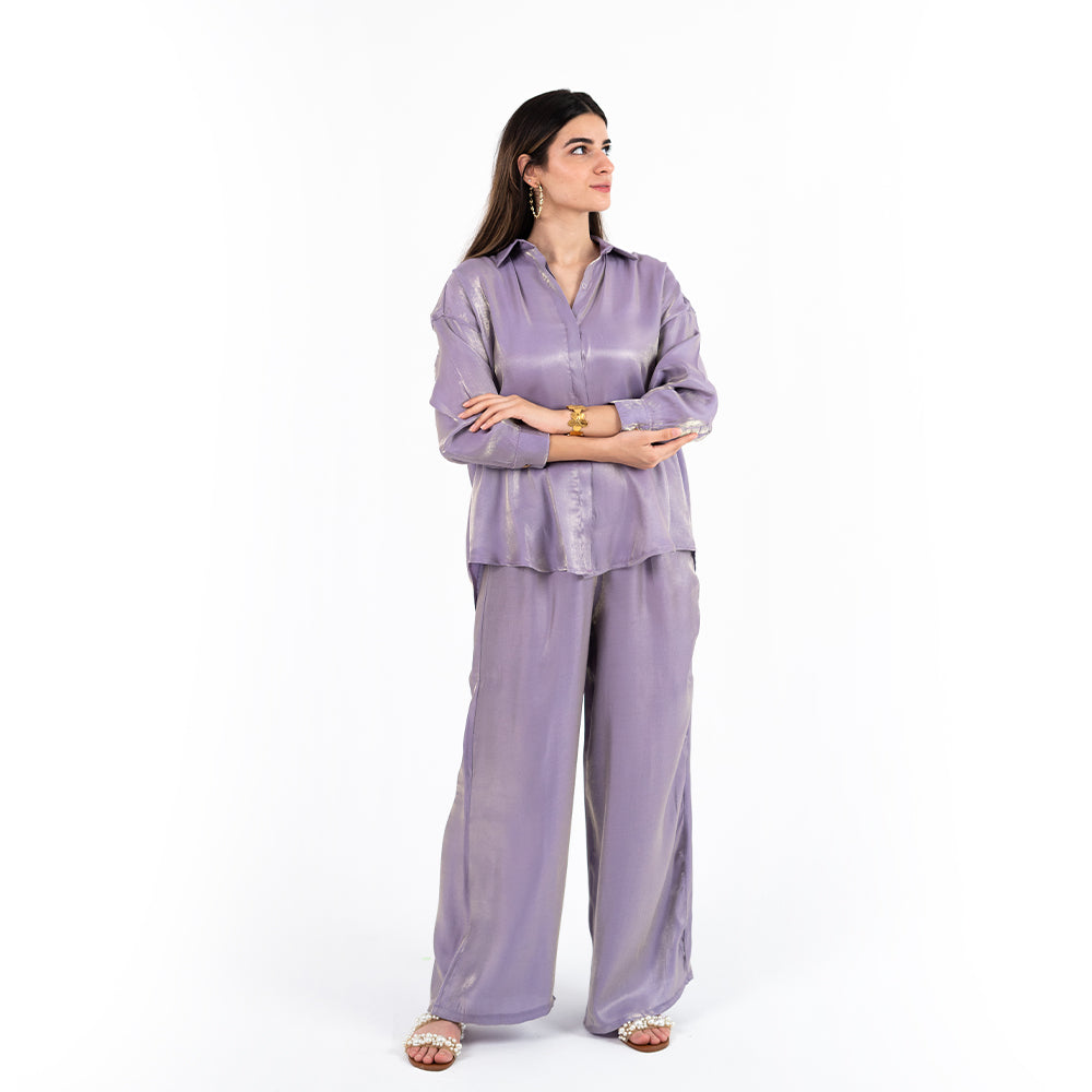 Purple Oversize Satin Set