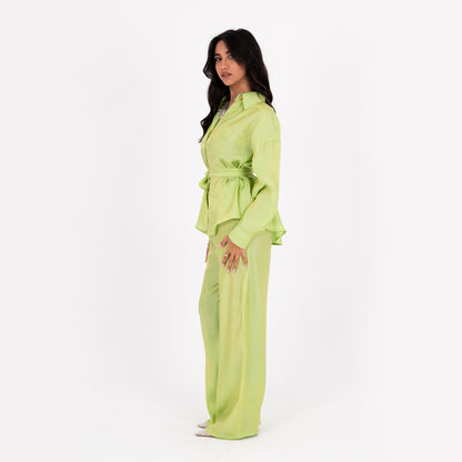 Apple Green Oversize Satin Set