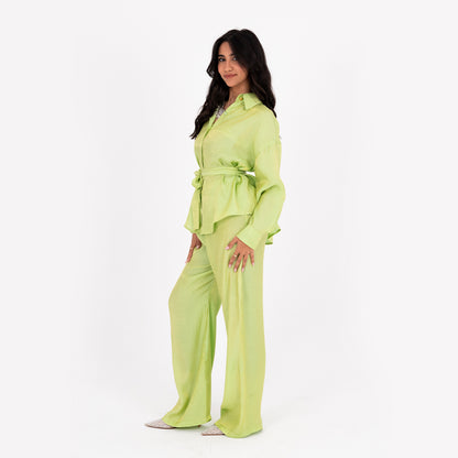 Apple Green Oversize Satin Set
