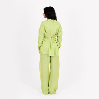 Apple Green Oversize Satin Set