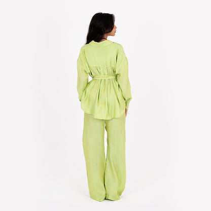 Apple Green Oversize Satin Set