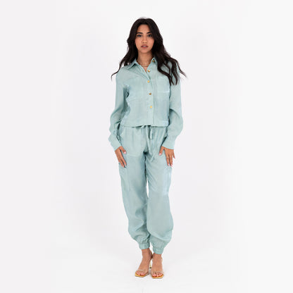 Mint Baggy Satin Set