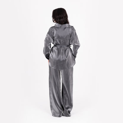 Disco Grey Oversize Satin Set