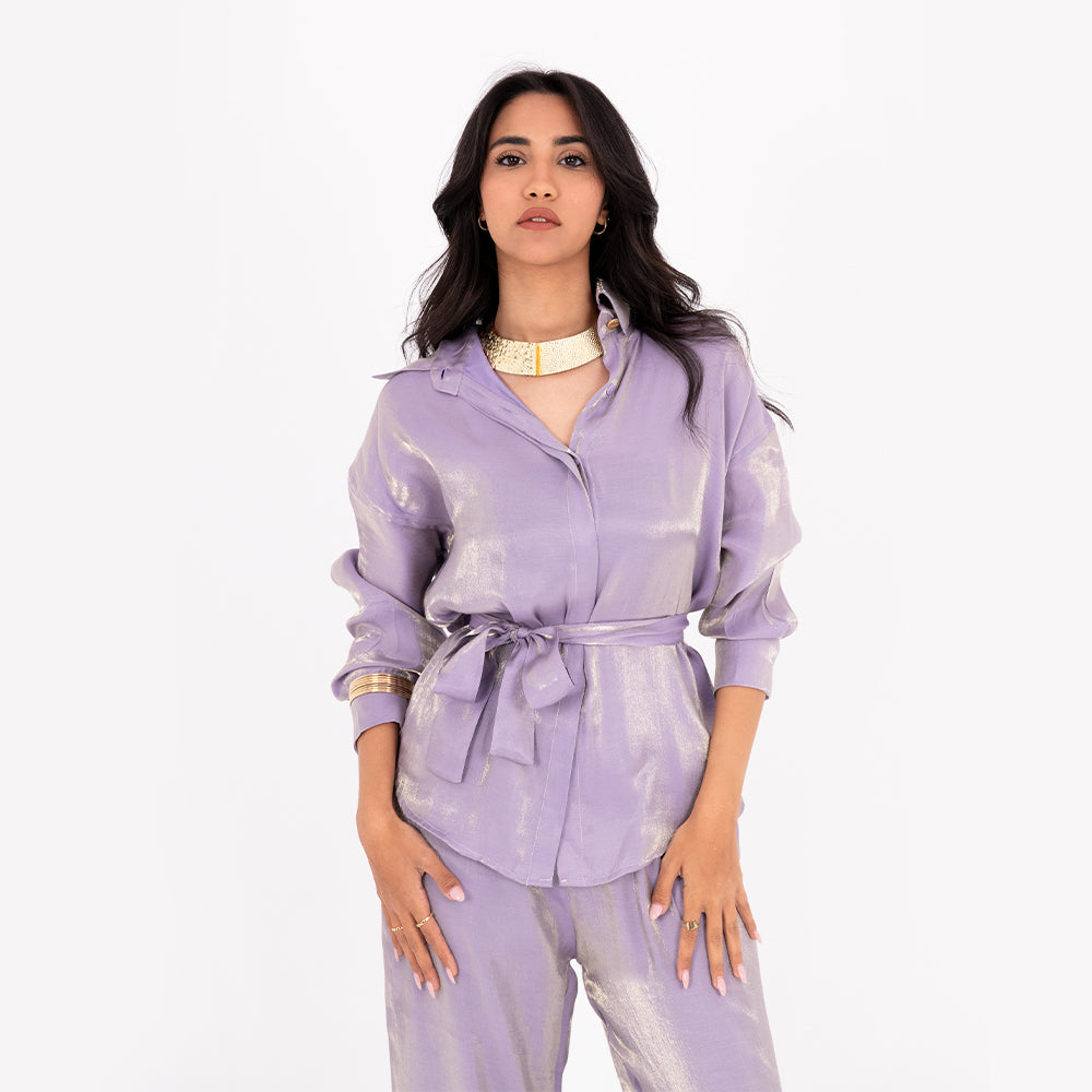 Purple Oversize Satin Set