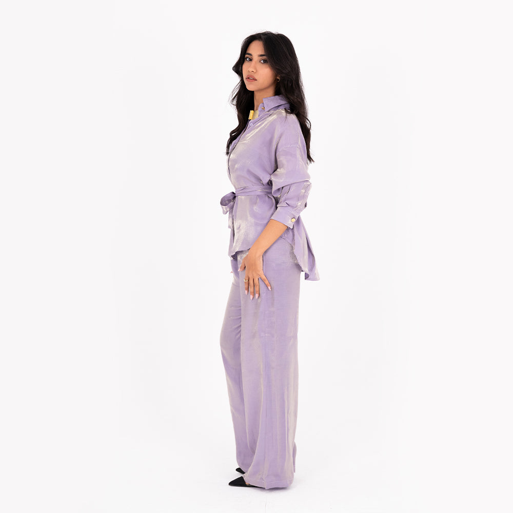 Purple Oversize Satin Set