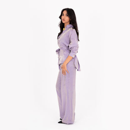 Purple Oversize Satin Set