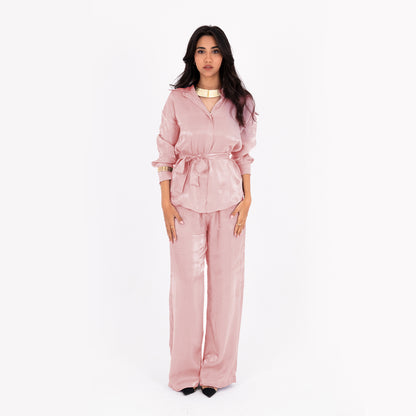 Nude Silver Oversize Satin Set