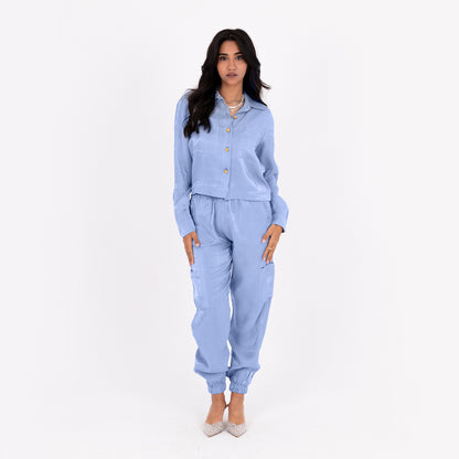 Baby Blue Baggy Satin Set