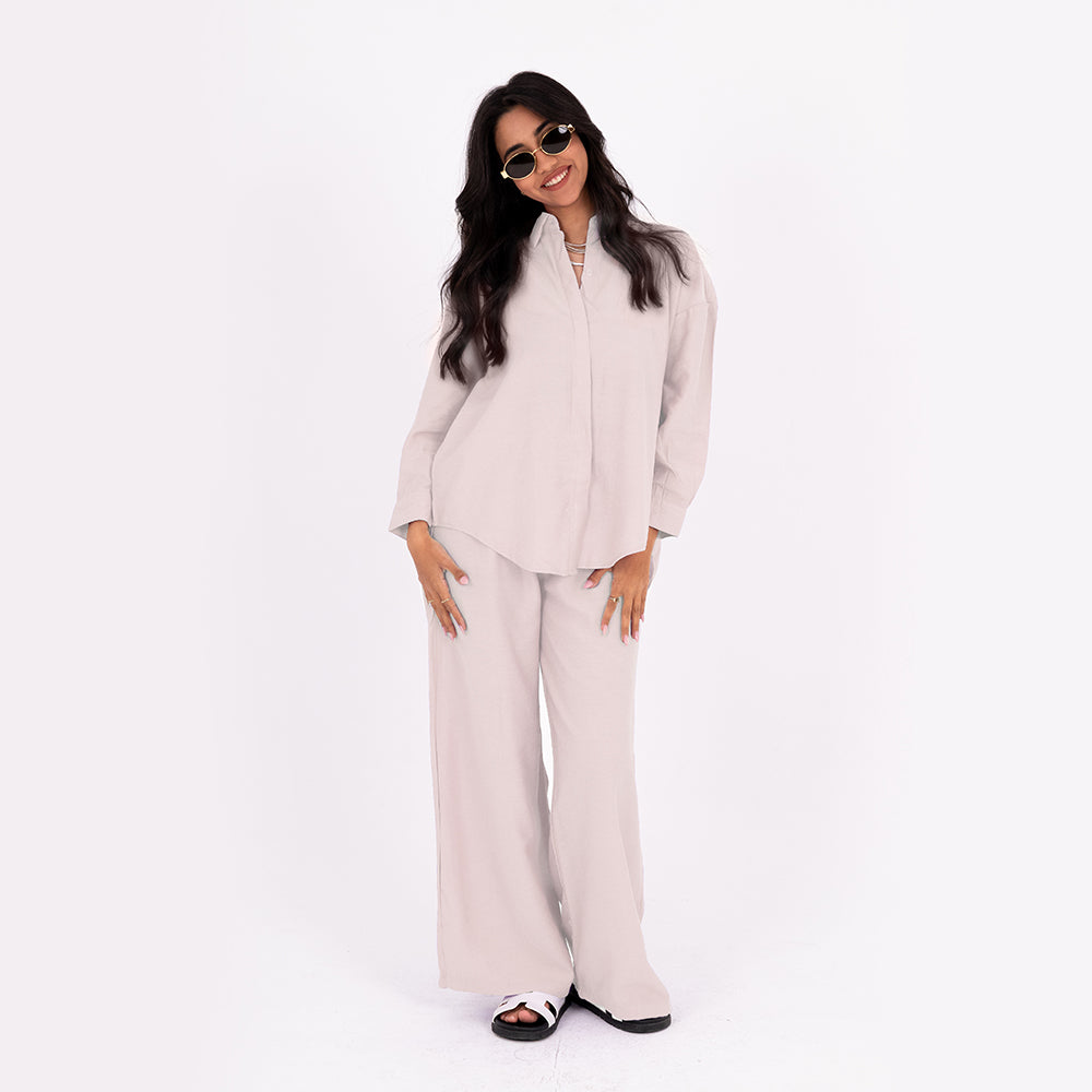 Beige Oversize Linen Set