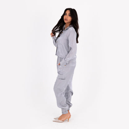 Silver Baggy Satin Set