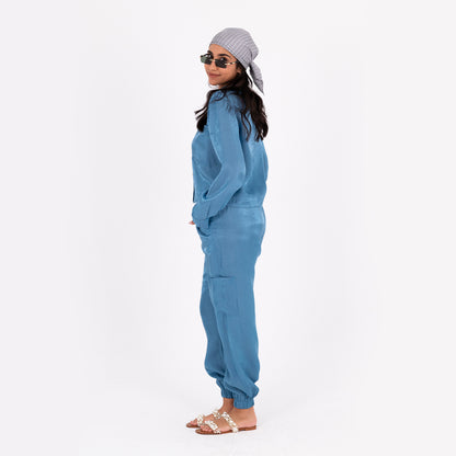 Turquoise Baggy Satin Set