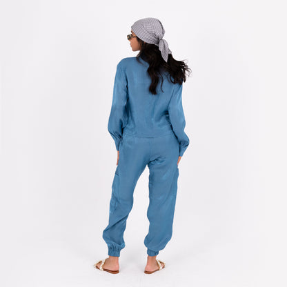 Turquoise Baggy Satin Set