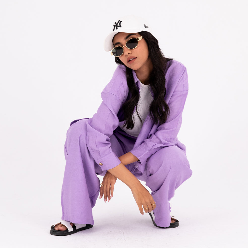 Dark Lavender oversize Linen Set