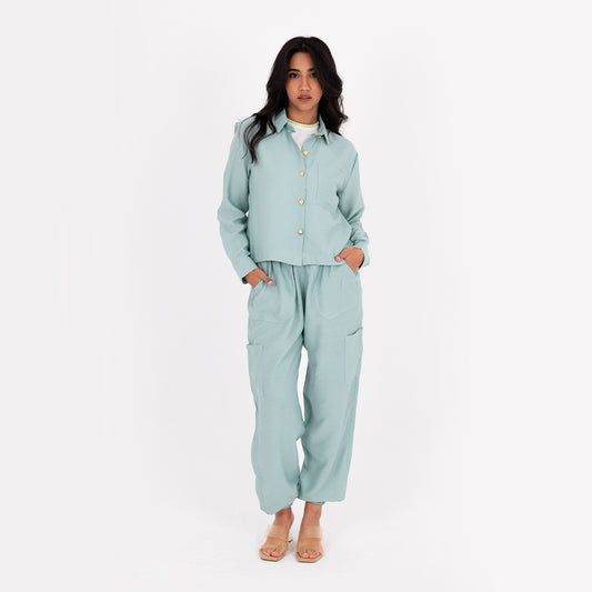 Mint Baggy Linen Set