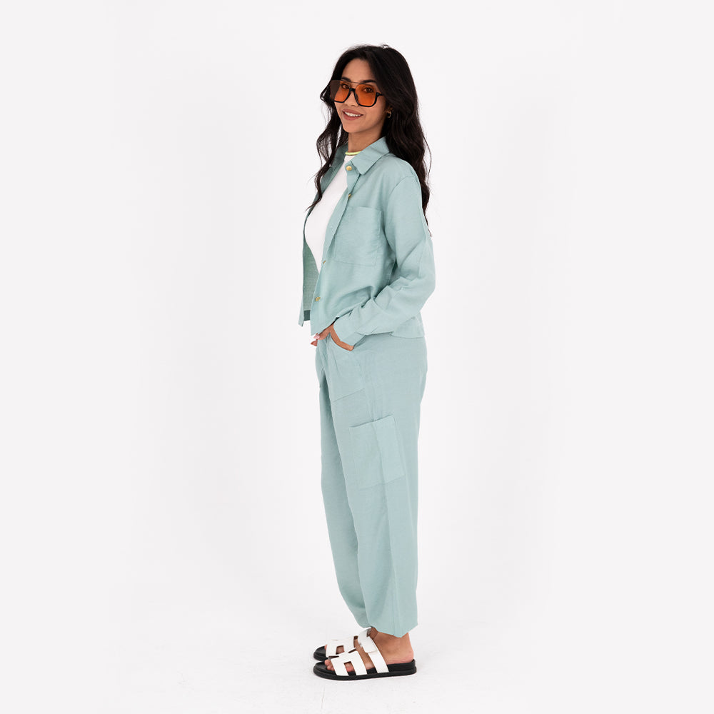 Mint Baggy Linen Set