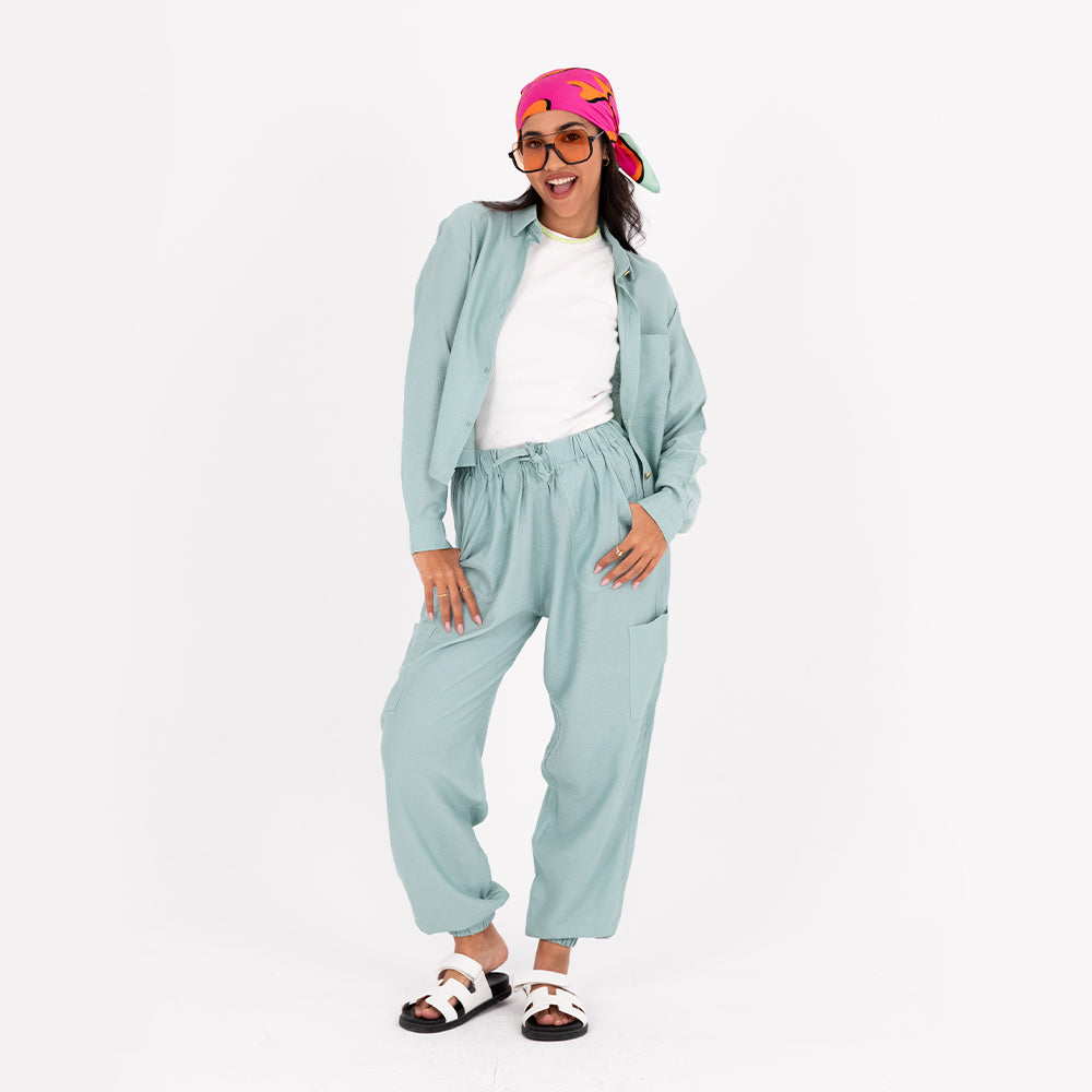 Mint Baggy Linen Set