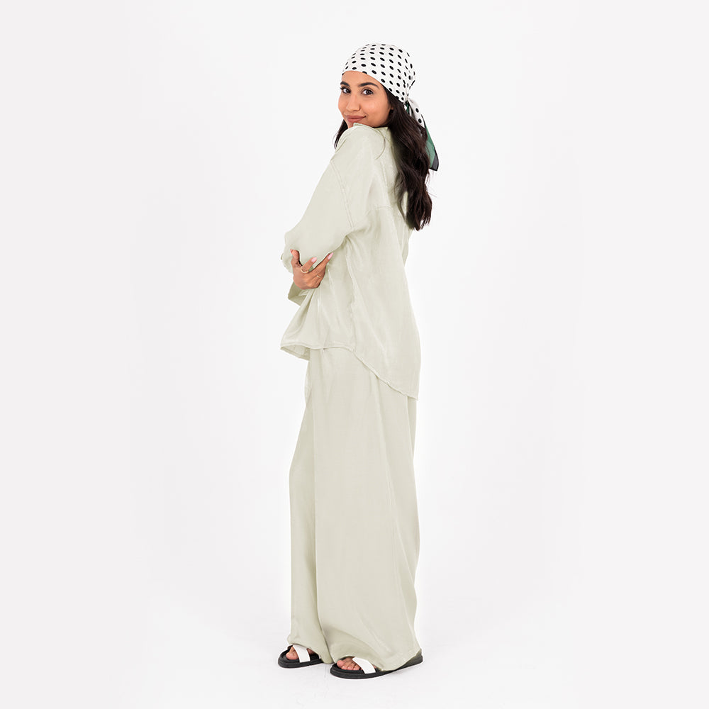 Pistachio Oversize Satin Set