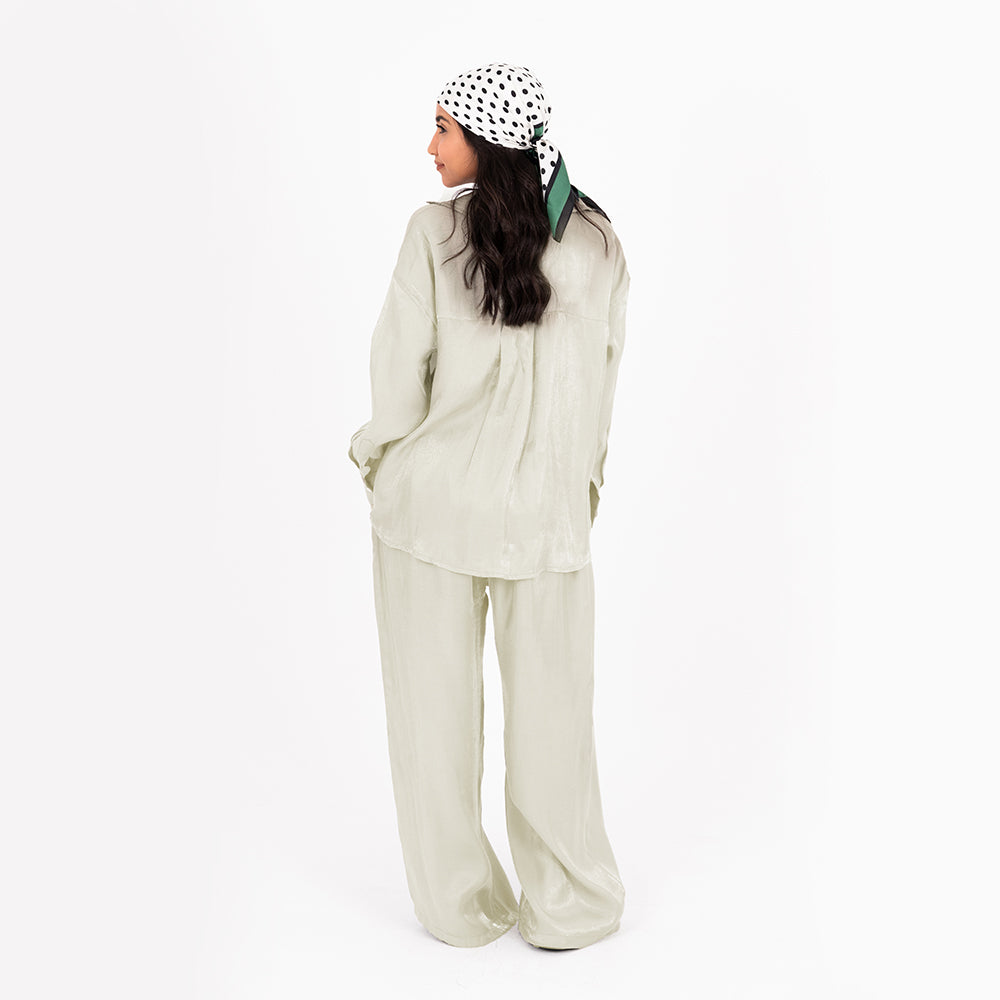 Pistachio Oversize Satin Set