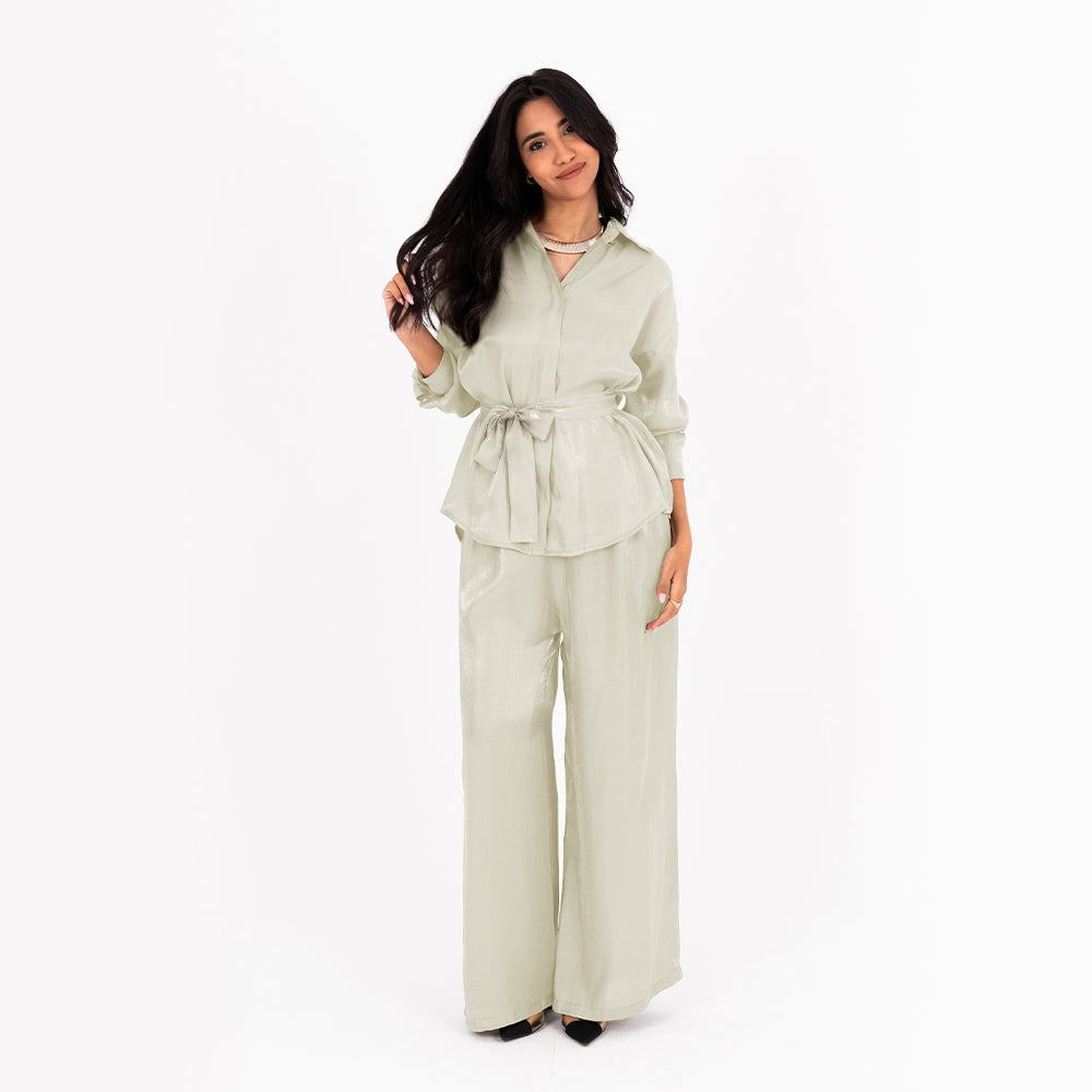 Pistachio Oversize Satin Set