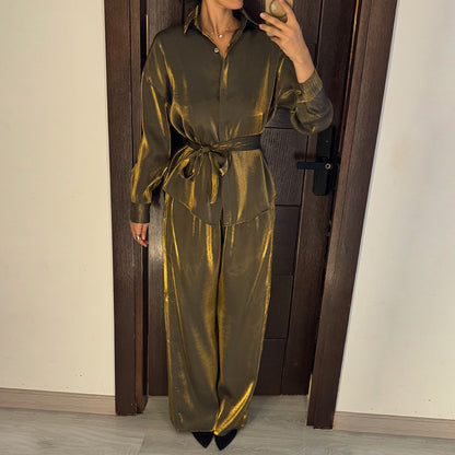 Disco Gold Satin Oversize Set