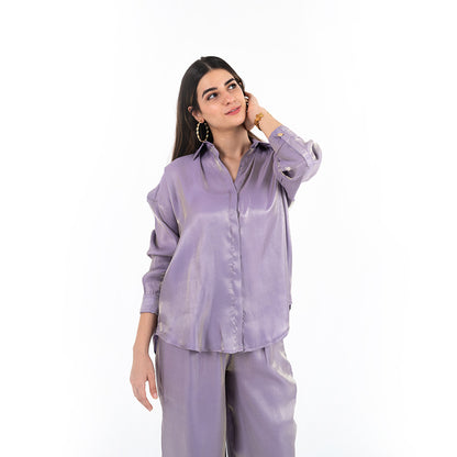 Purple Oversize Satin Set