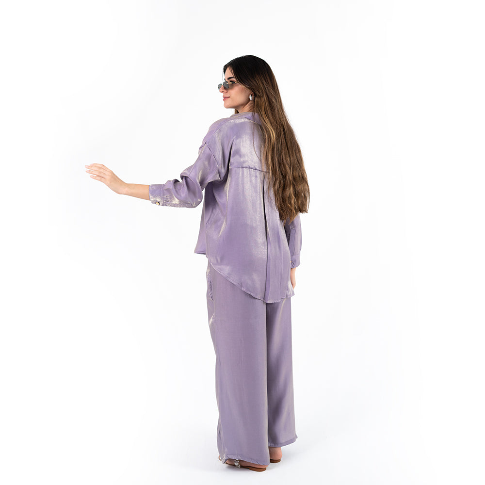 Purple Oversize Satin Set