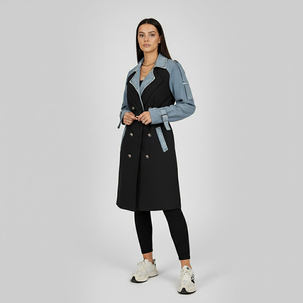 Denim Fusion Trench Coat