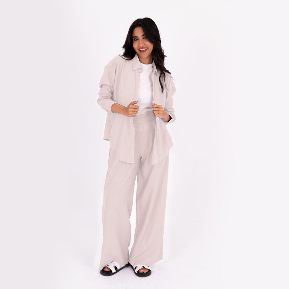 Beige Oversize Linen Set
